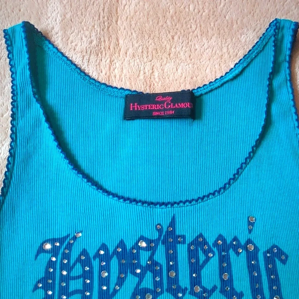 Hysteric Glamour Turquoise Tank Top with Navy Graphic - Picture 7 of 9